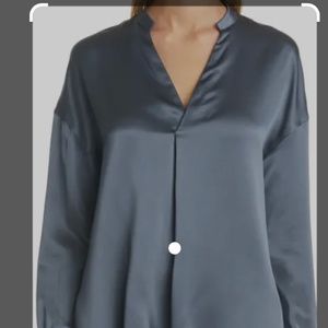 VINCE CHARCOAL GREY SILK BLOUSE